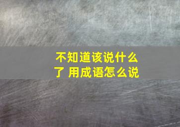 不知道该说什么了 用成语怎么说